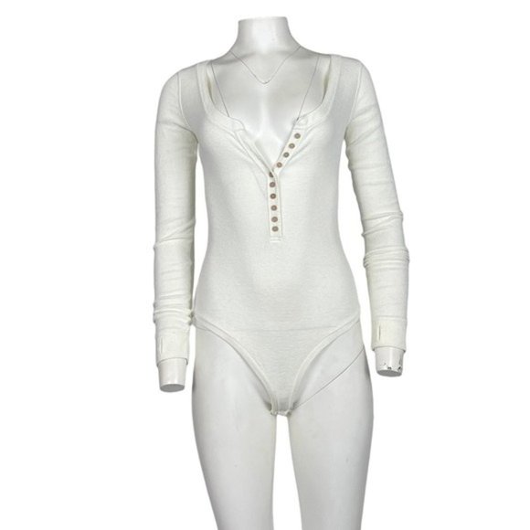 Free People Henley Bodysuit Cream Size XS - Picture 1 of 3